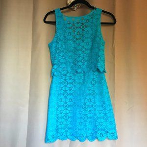 NWT Rebecca Minkoff Dress Blue Lace Cotton Sheath Sleeveless Backless Size 4